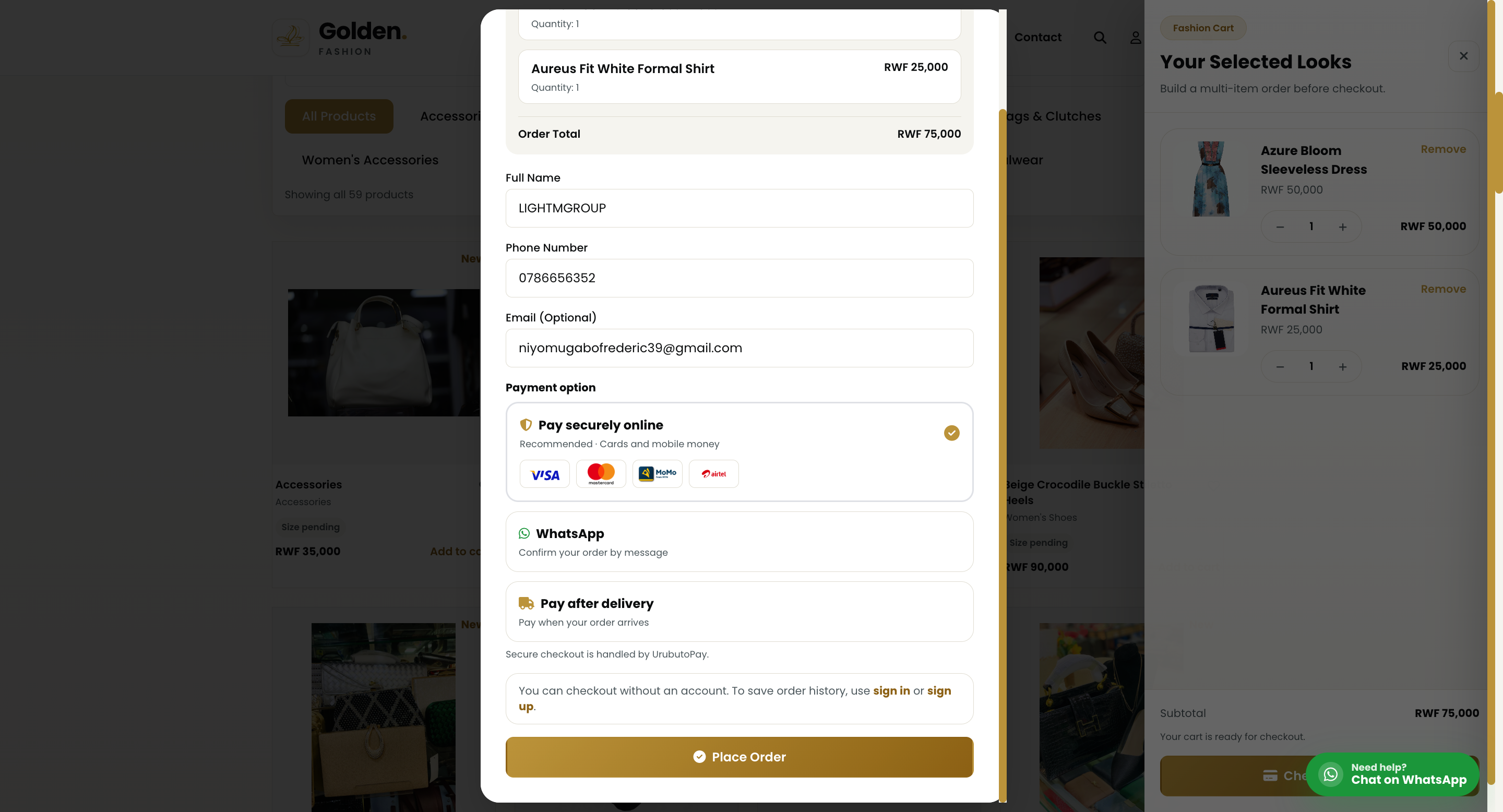 Golden Fashion E-Commerce Platform